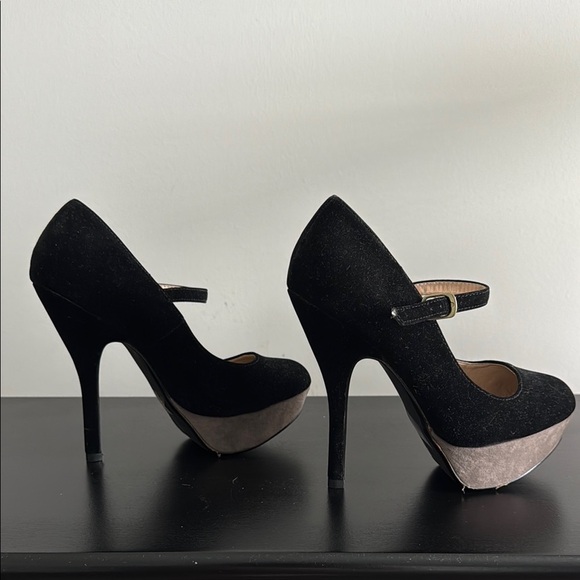 Rue21 Black and Gray/Tan Platform Heels Sz SM - Picture 8 of 13